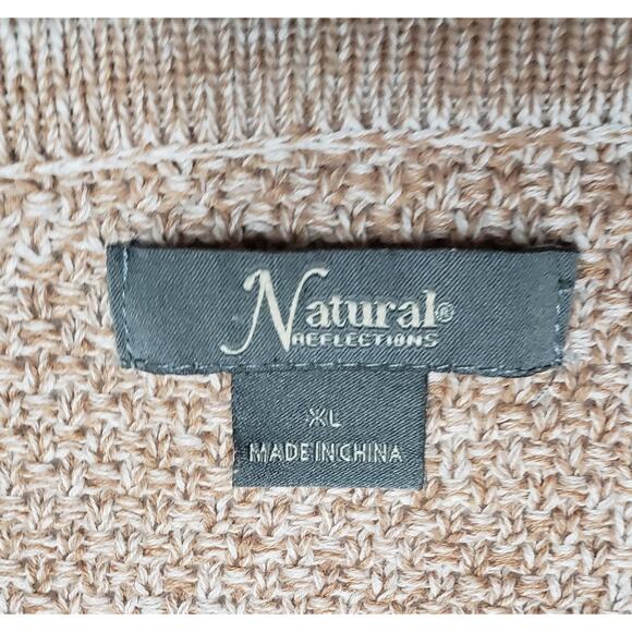 Natural Reflections Open Knit Cardigan Size XL Oatmeal Fringe Cabin Style Y2K - Picture 4 of 8